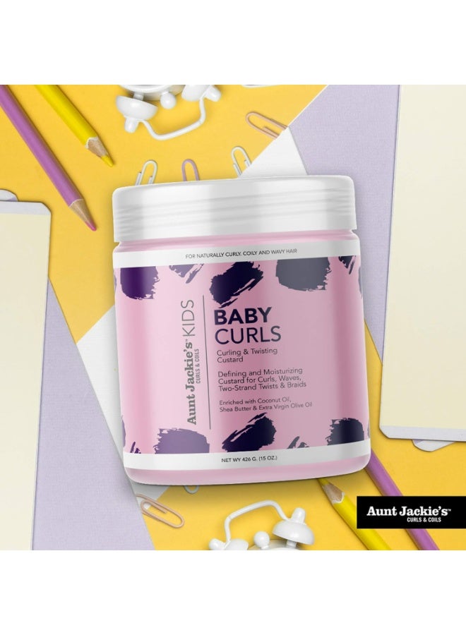 أنت جاكيز كاسترد Aunt Jackie’s Girls Baby Girl Curls لتجعيد وتصفيف الشعر 15 أونصة (426 جم) للأطفال، تعريف لطيف للتموجات وترطيب - Image 3